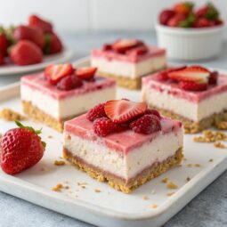 No Bake Strawberry Cheesecake Bars
