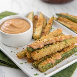 Crispy Zucchini Fries with Creamy BBQ Sauce
