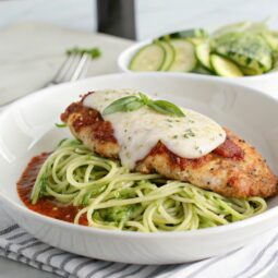 Baked Chicken Parmesan and Zucchini Noodles
