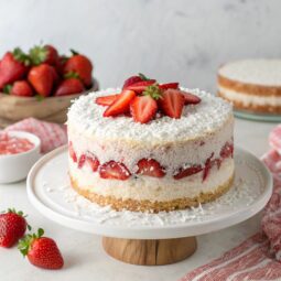 Strawberry Coconut Poke Cake