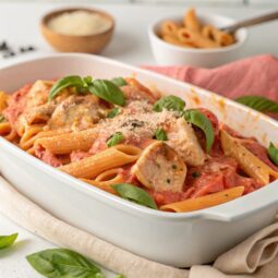 Pink Sauce Chicken Pasta Bake