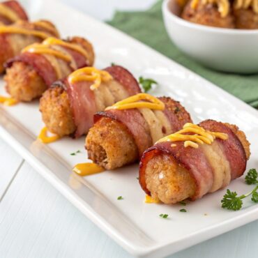 Bacon Wrapped Tater Tots with Cheese
