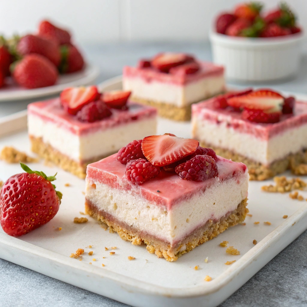 No Bake Strawberry Cheesecake Bars