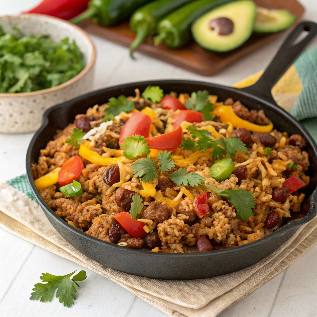 Tex-Mex Ground Turkey and Rice Skillet
