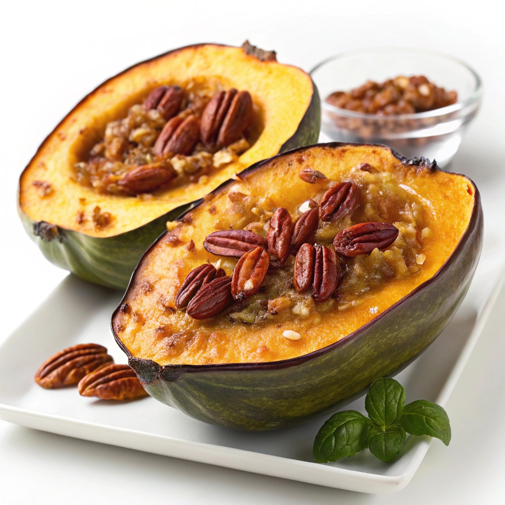 Maple Pecan Roasted Acorn Squash