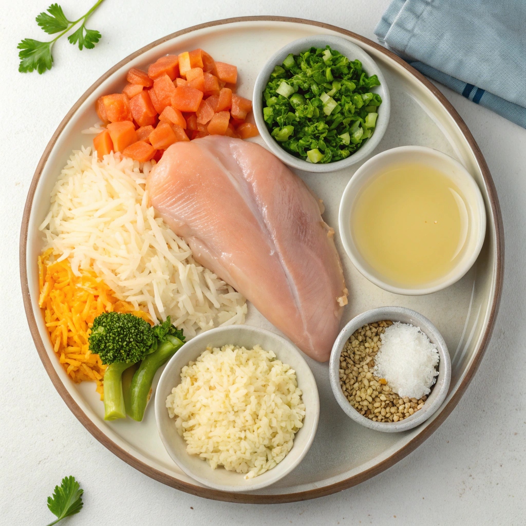Instant Pot Cheesy Chicken and Rice Ingredients