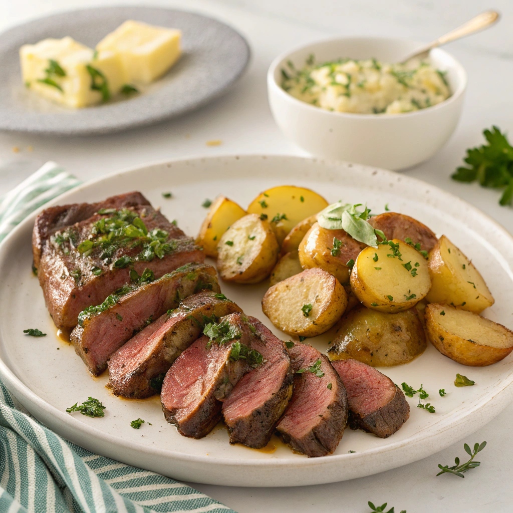 Slow Cooker Garlic Butter Steak and Potatoes