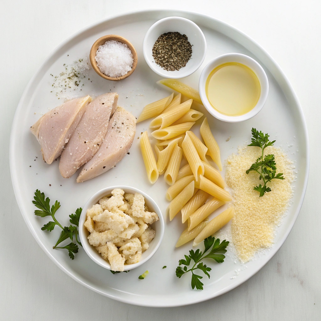 Instant Pot Chicken Alfredo Penne Pasta Ingredients