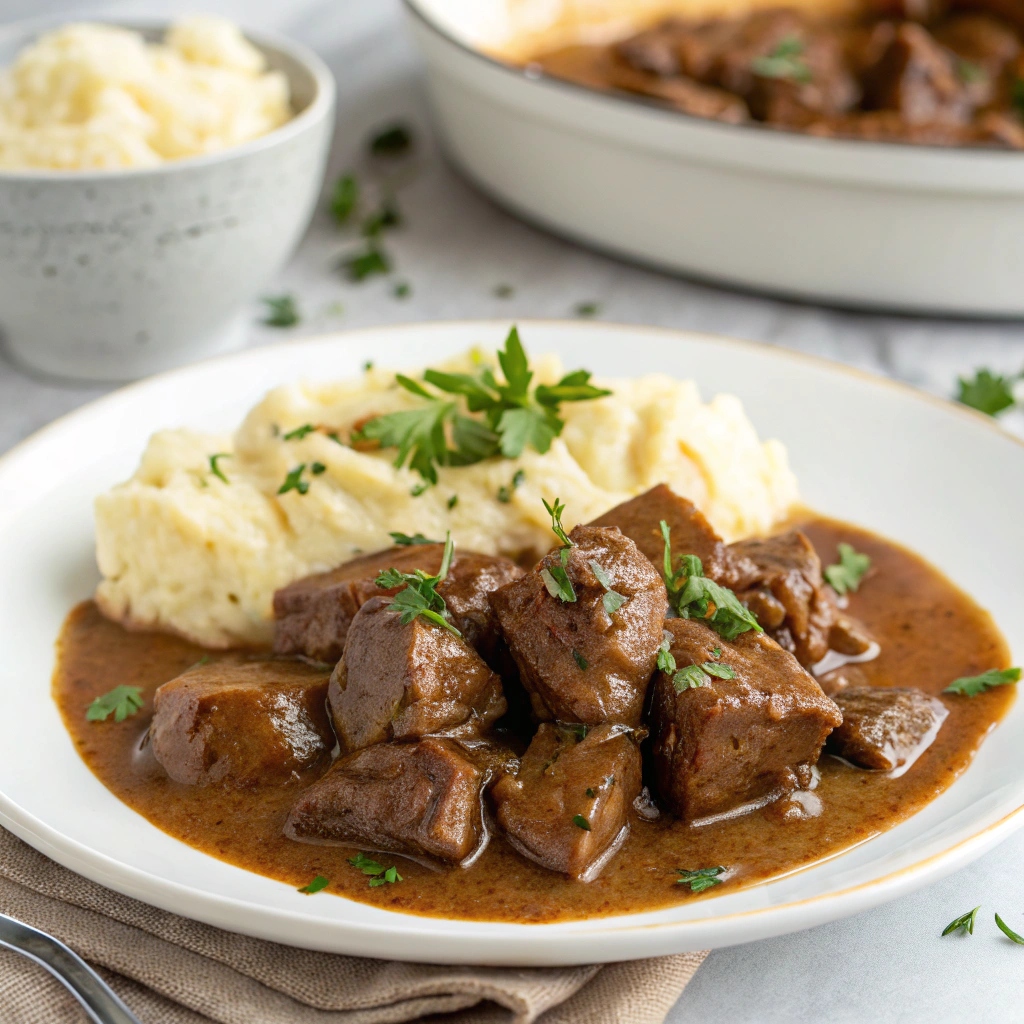 Slow Cooker Beef Sirloin Tips and Gravy