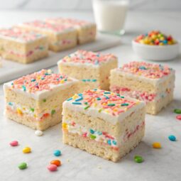 Creamy Funfetti Cake Batter Rice Krispie Treats