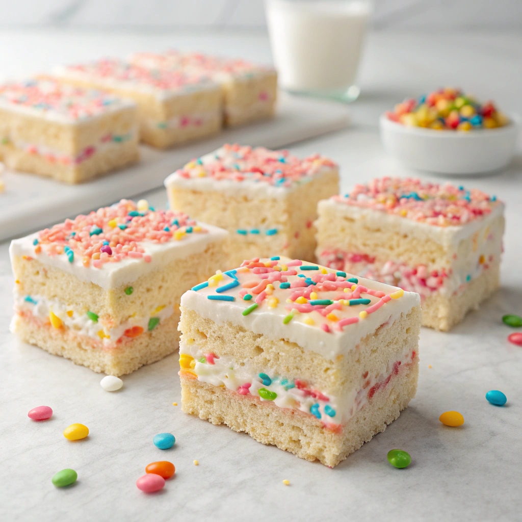 Creamy Funfetti Cake Batter Rice Krispie Treats