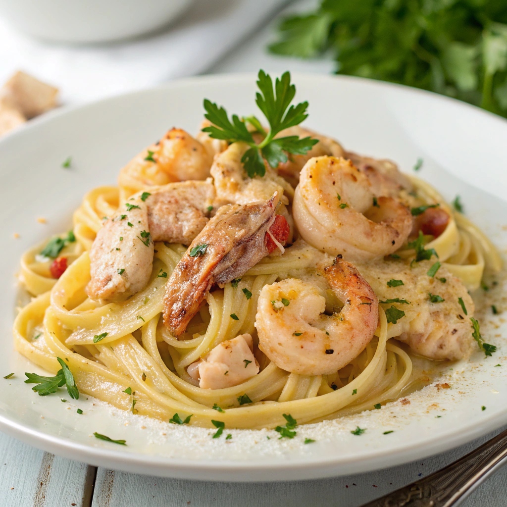 Chicken and Shrimp Carbonara