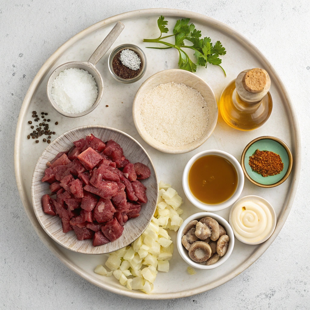 Slow Cooker Beef Sirloin Tips and Gravy Ingredients