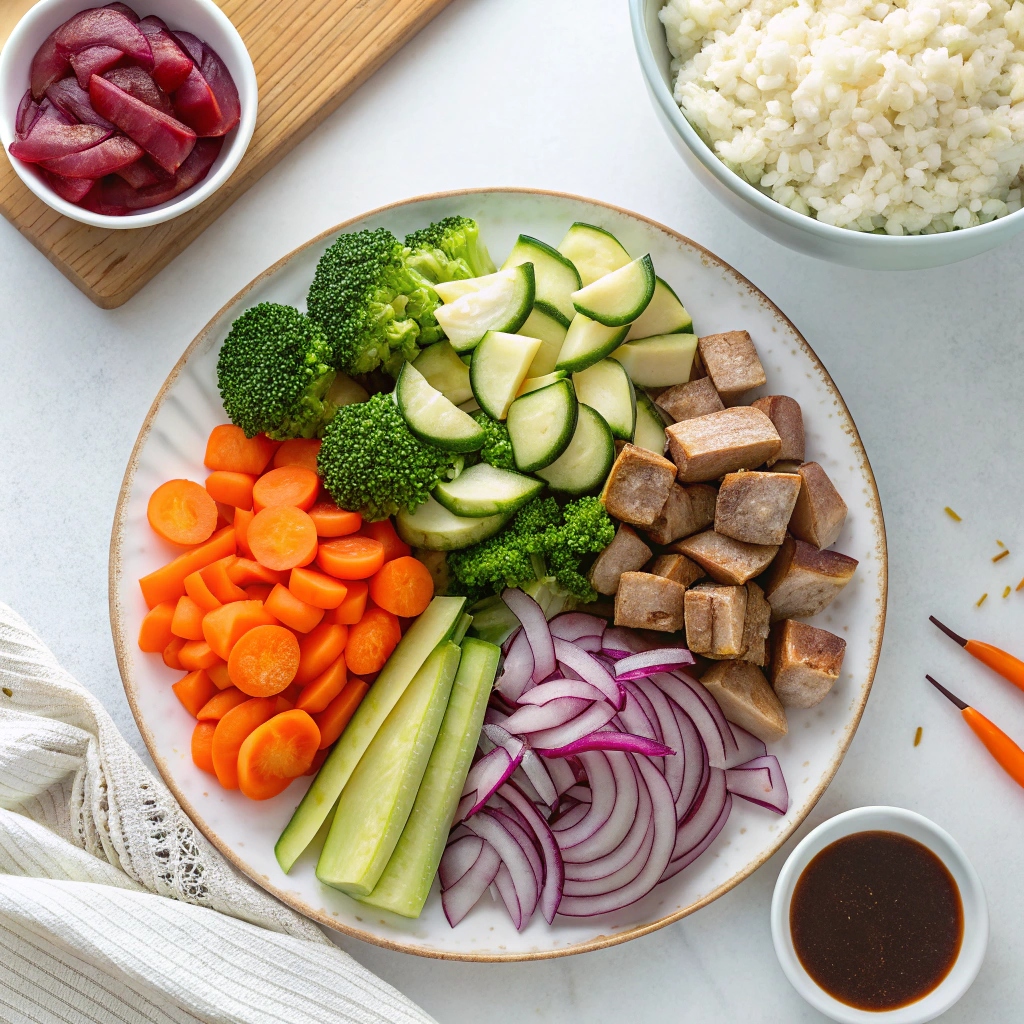 One Pan Garlic Sausage and Vegetables Ingredients