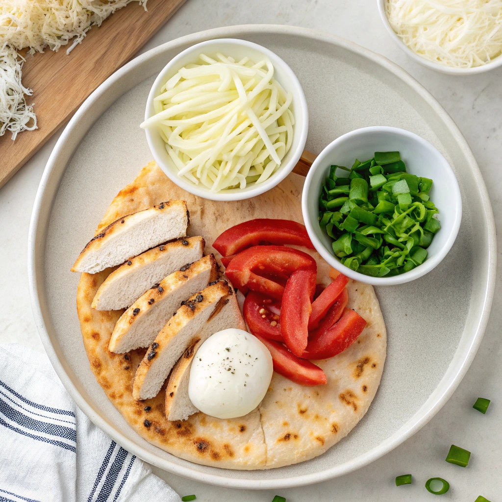 Ingredients of Olive Garden {Copycat} Grilled Chicken Flatbread Pizza
