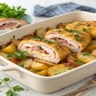 Chicken Cordon Bleu and Potatoes Casserole