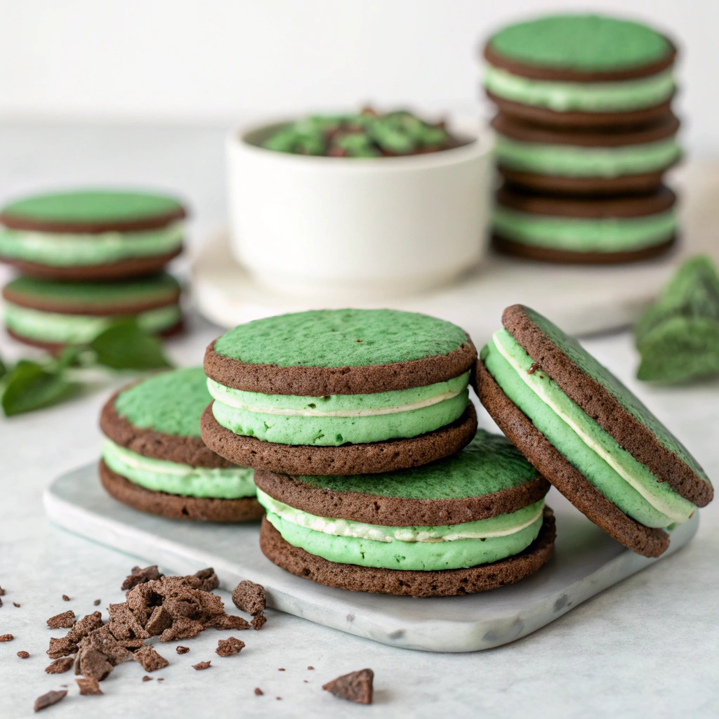 Grasshopper Sandwich Cookies
